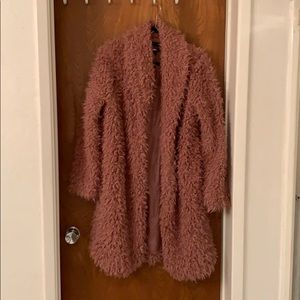 Pink faux fur coat